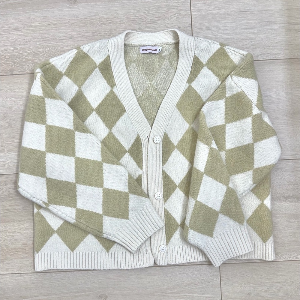 (HIGHLY NEW) WOMEN BEIGE WHITE SOFT CARDIGAN